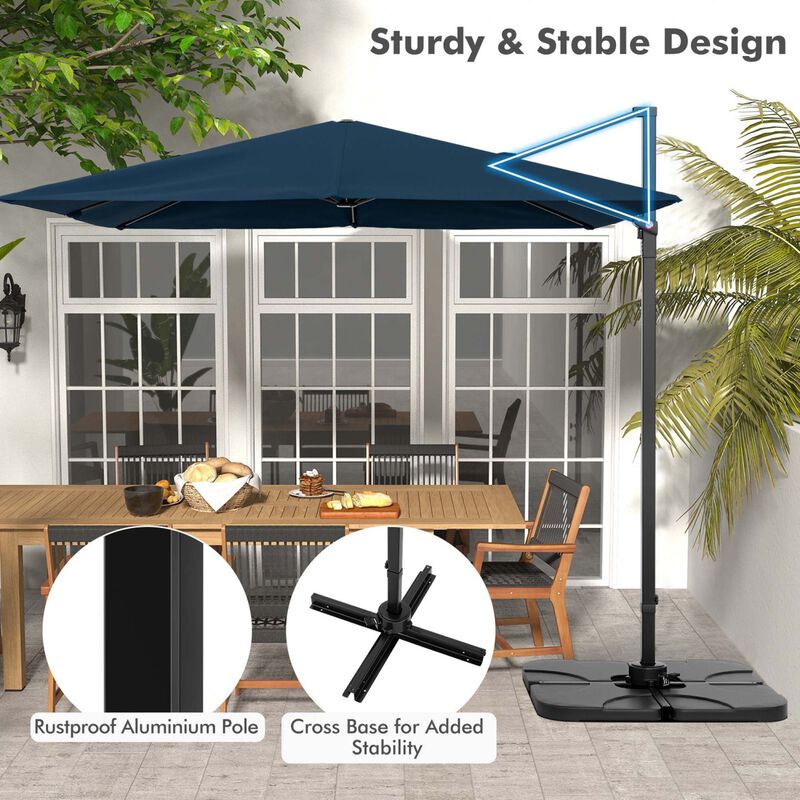 Mondawe 9.5 Feet Square Patio Cantilever Umbrella with 360&deg; Rotation