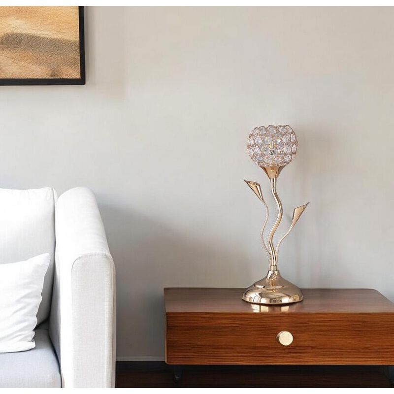 Hivvago 14" Gold Bedside Table Lamp With Clear Novelty Shade