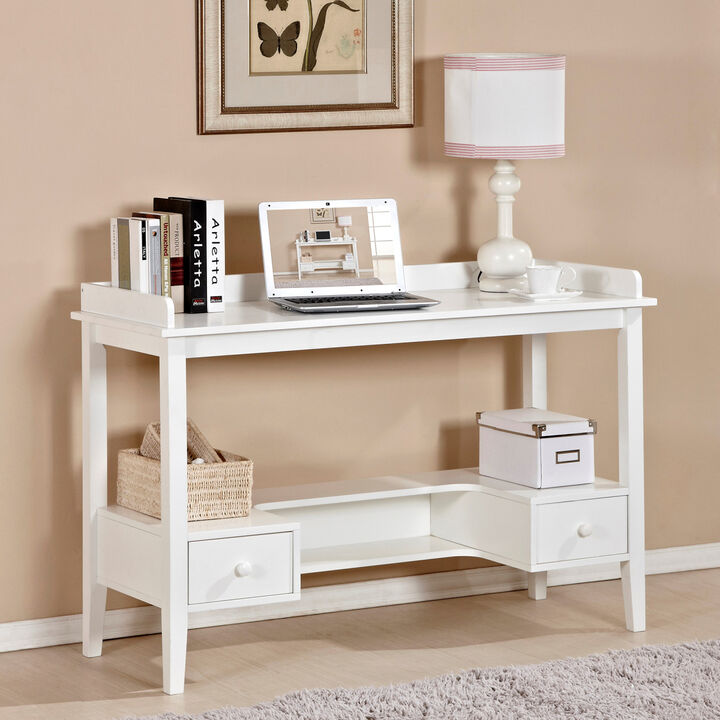 White 46’’ Home Office Desk Computer Desk Study Desk Writing Table Workstation with 2 Drawers