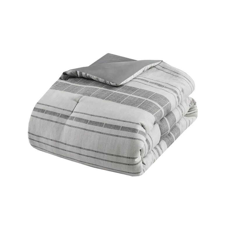 Gracie Mills Naxos 4 Piece Stripe Comforter Set with Throw Pillow