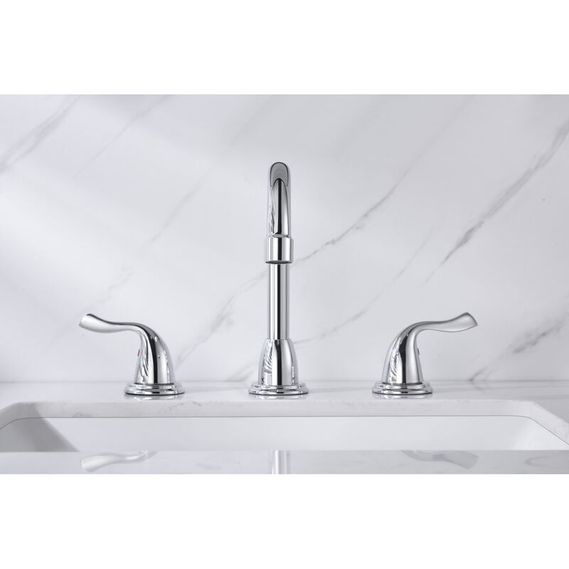 Bothwa Home Polished Chrome Bathroom Sink Faucet, Widespread 2-Handle Swivel Vanity Faucet With Drain & Supply Lines image number 5