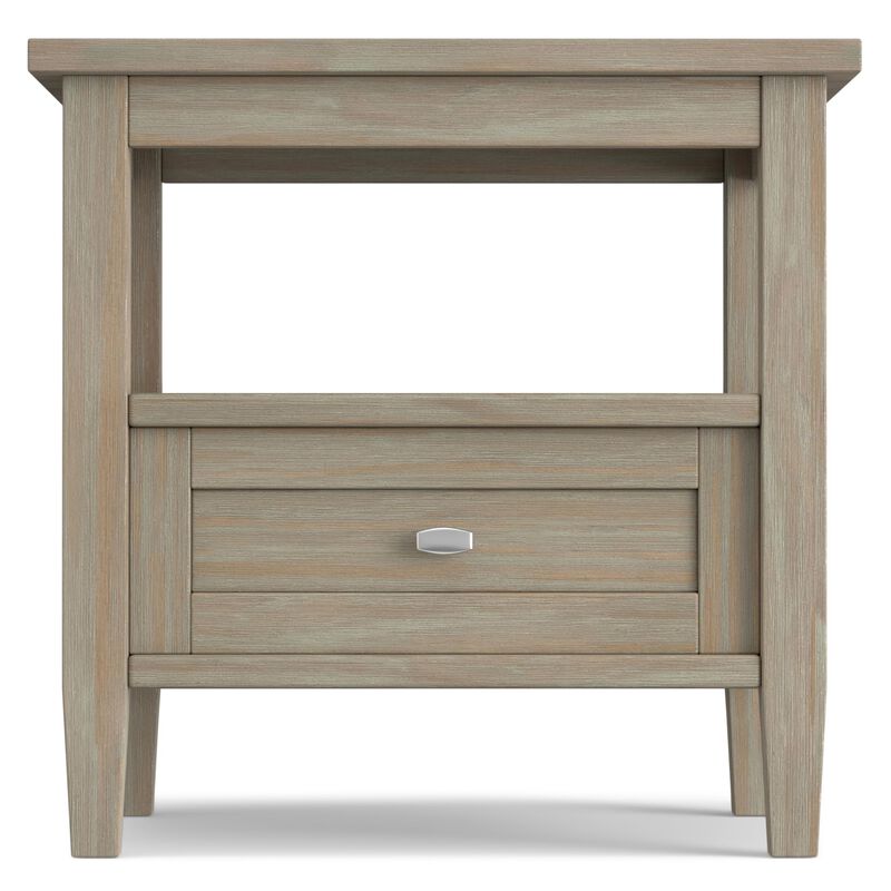 SIMPLIHOME Warm Shaker SOLID WOOD 20 inch Wide Rectangle Transitional End Side Table in Distressed Grey for the Living Room and