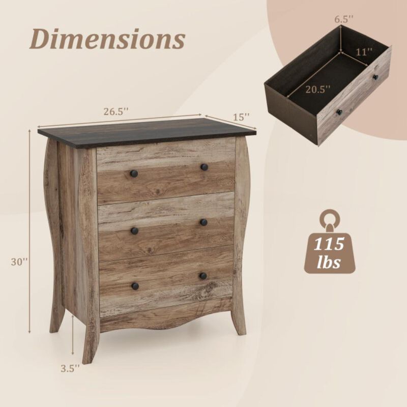 Hivvago Dresser for Bedroom with 3 Folding Fabric Drawers and Anti-tipping Kit