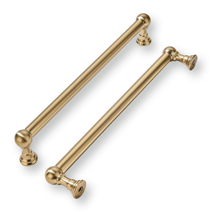 khtumeware 2 Pack 10 Inch Hole Center Champagne Bronze Cabinet Pulls Heavy Duty Solid Satin Brass Cabinet Handles for cabinets D