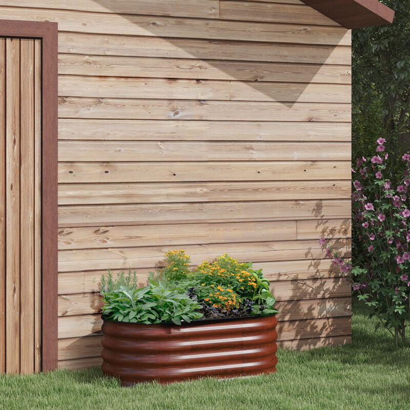 Hivvago Galvanized Raised Garden Bed 3.4'x2'x1.4' with Safety Edges image number 7