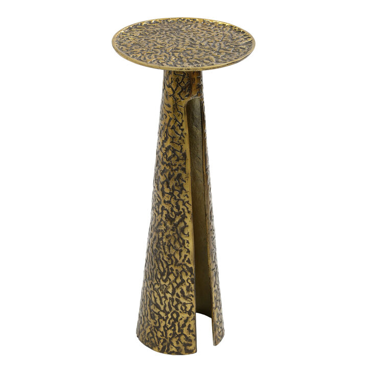 Arvyn 24" Side End Drink Table | Aluminum Cast Craftmanship I Antique Brass | Embossed Textured Finish