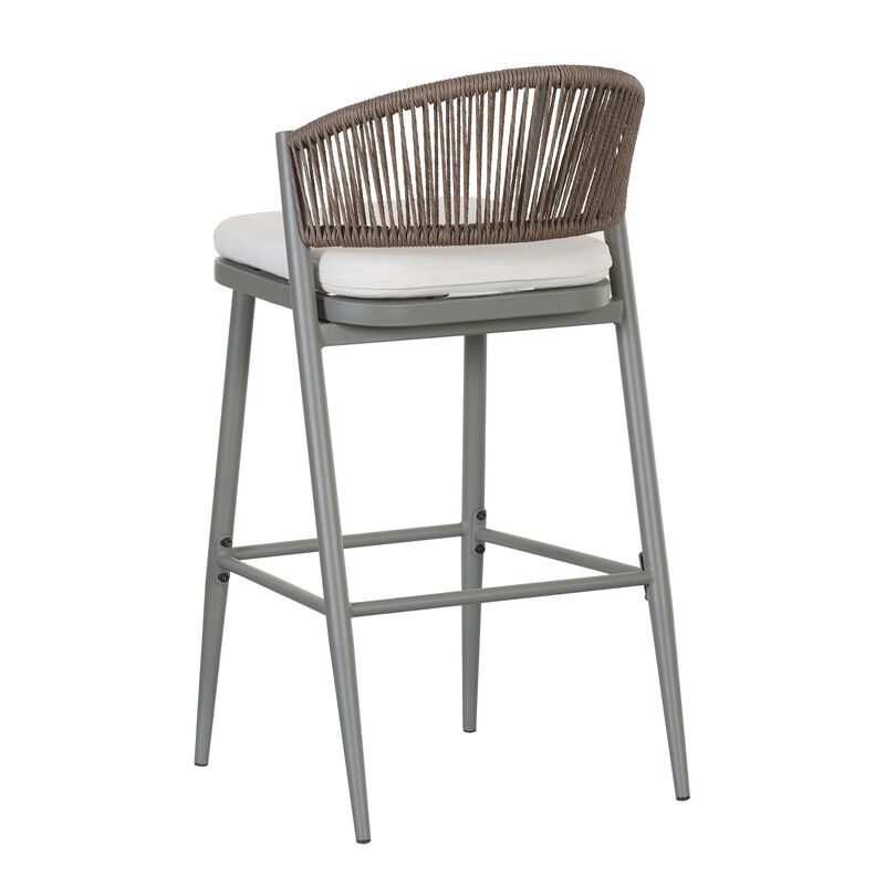 Christopher Knight Home Cremin Outdoor 30.25" Metal and Rattan Barstools with Scallop-shaped Backrest (Set of 4) image number 5