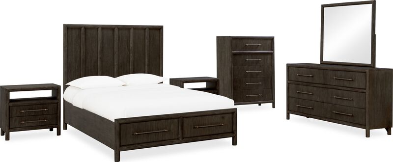 Dorsey California King-size Wooden Two Drawer Storage Bed in Basalt Grey