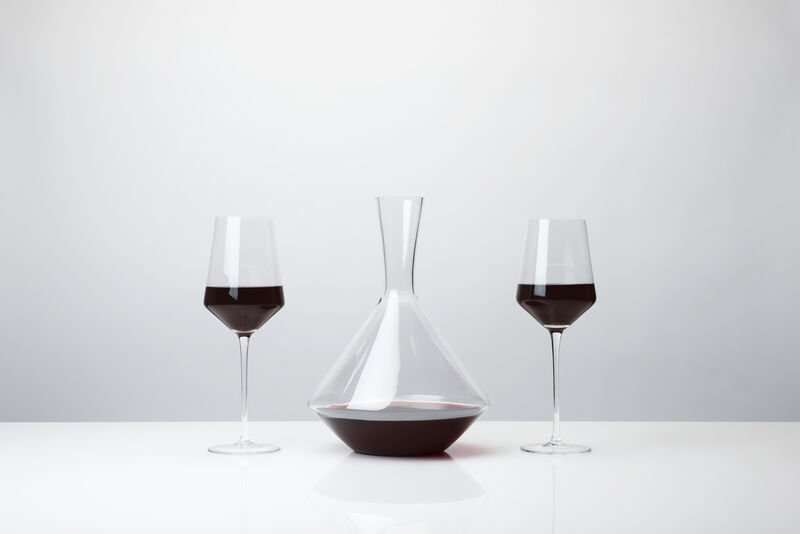 Raye Angled Crystal Bordeaux Decanter and Wine Glass Set