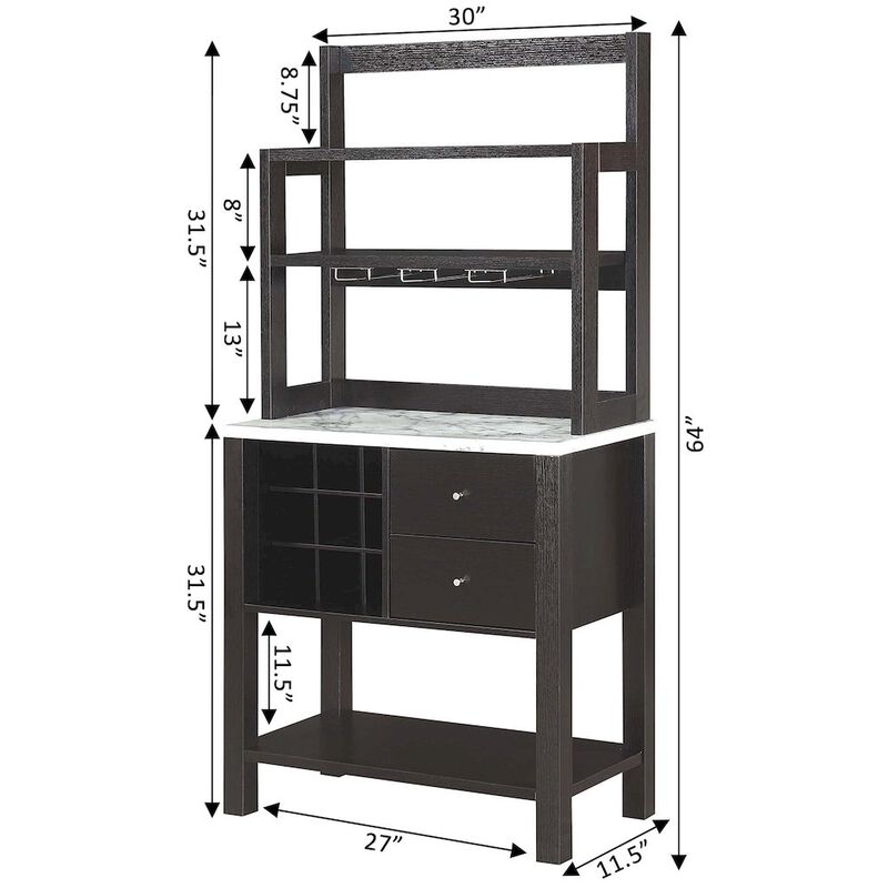 Convience Concept, Inc. Newport 2 Drawer Serving Bar with Wine Rack and Shelves
