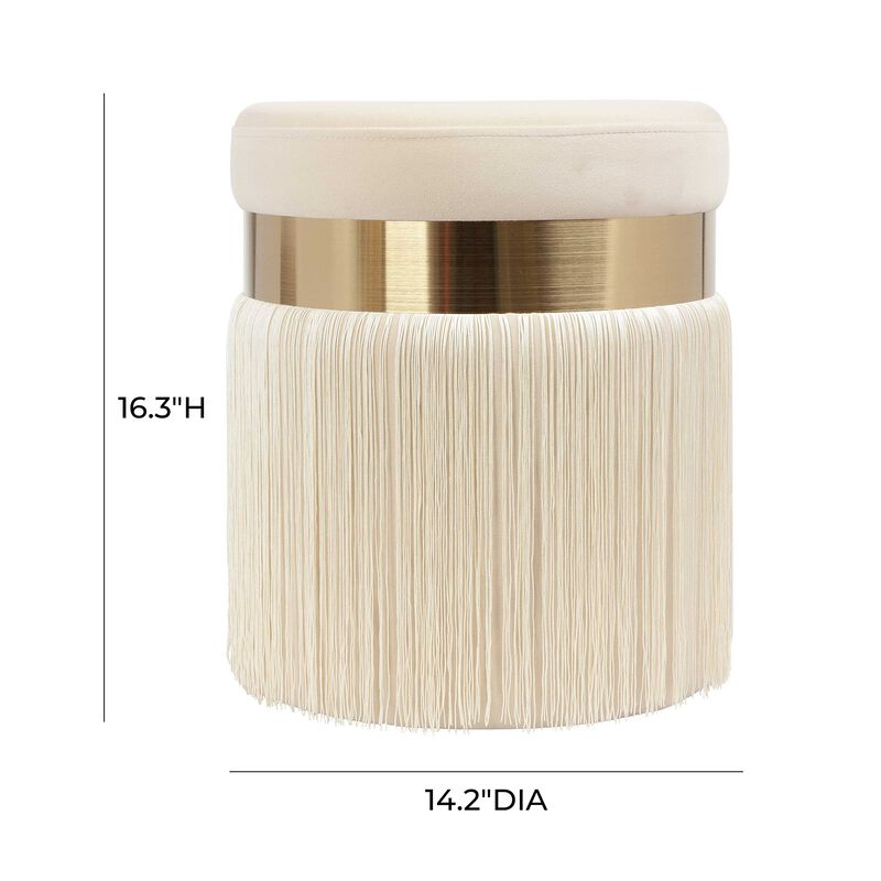 Tov Furniture Melody - Otomana con borlas (crema) image number 2