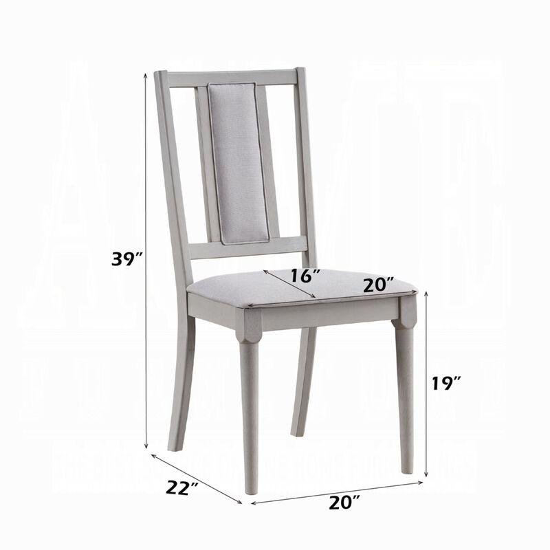 Mori Dining Side Chair Set of 2, Cutout Back, Linen Seat, Natural Gray