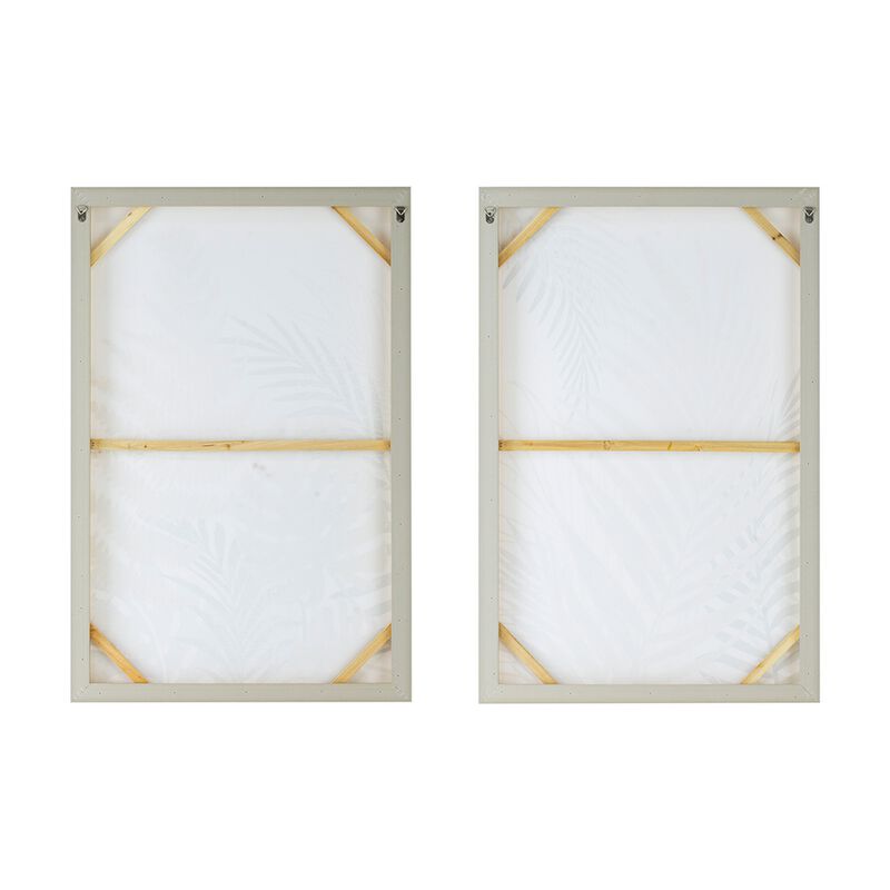 Nir 23 x 35 Set of 2 Palm Leaf Wall Art, Frame Decor, Black Gold, Gray Wood image number 3
