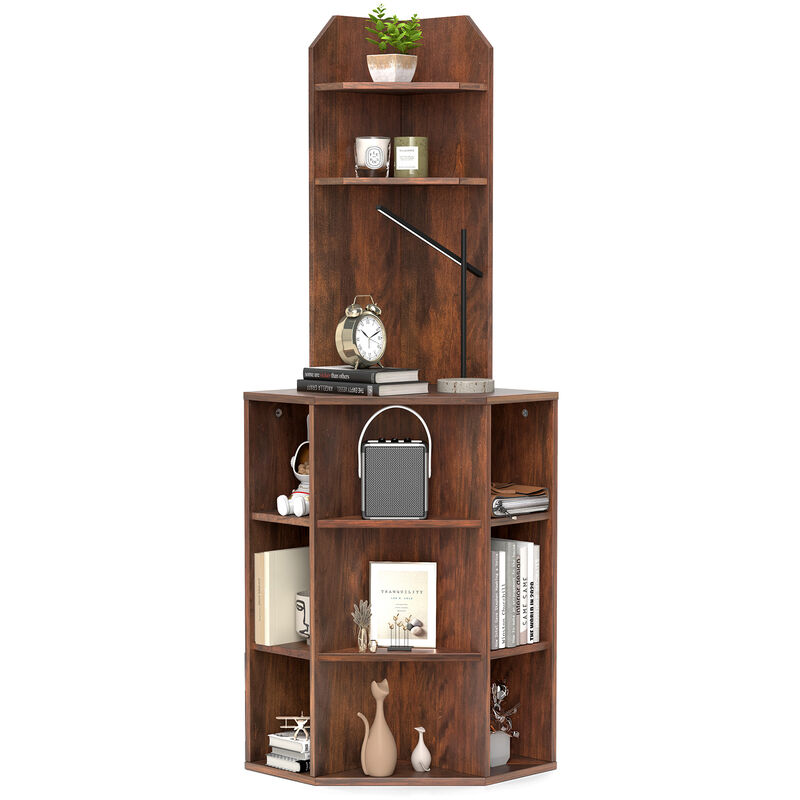 6-Tier Corner Shelf with Charging Station and 2 USB Ports