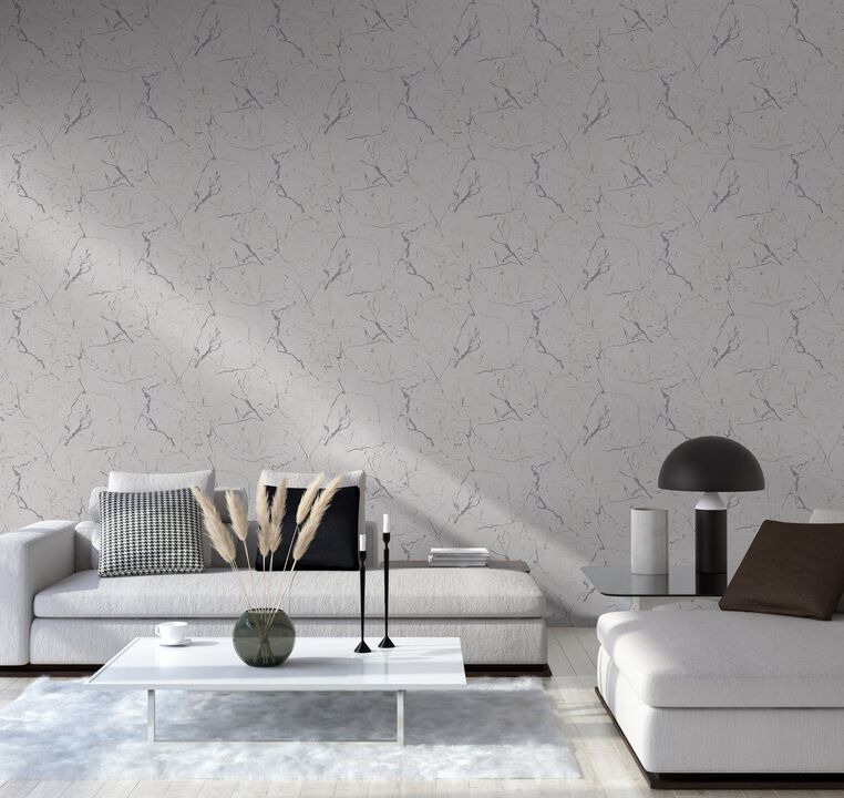 The Bricks And More Luxurious Marble Motif Silver Grey Wallpaper BB51156