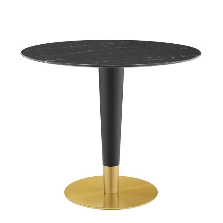 Modway - Zinque 36" Artificial Marble Dining Table Gold Black
