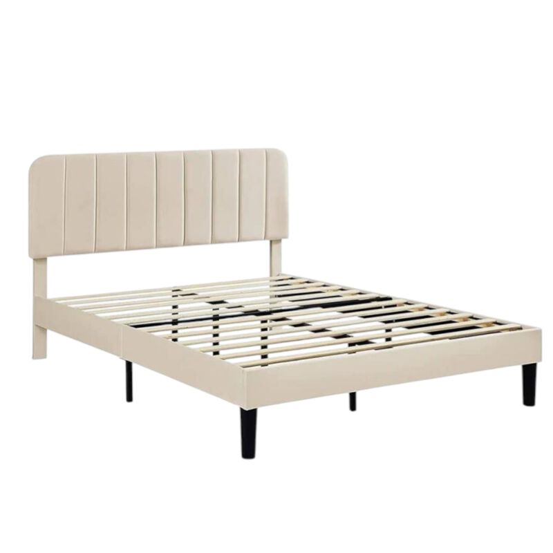 Hivvago Queen size Upholstered Platform Bed Frame with Headboard