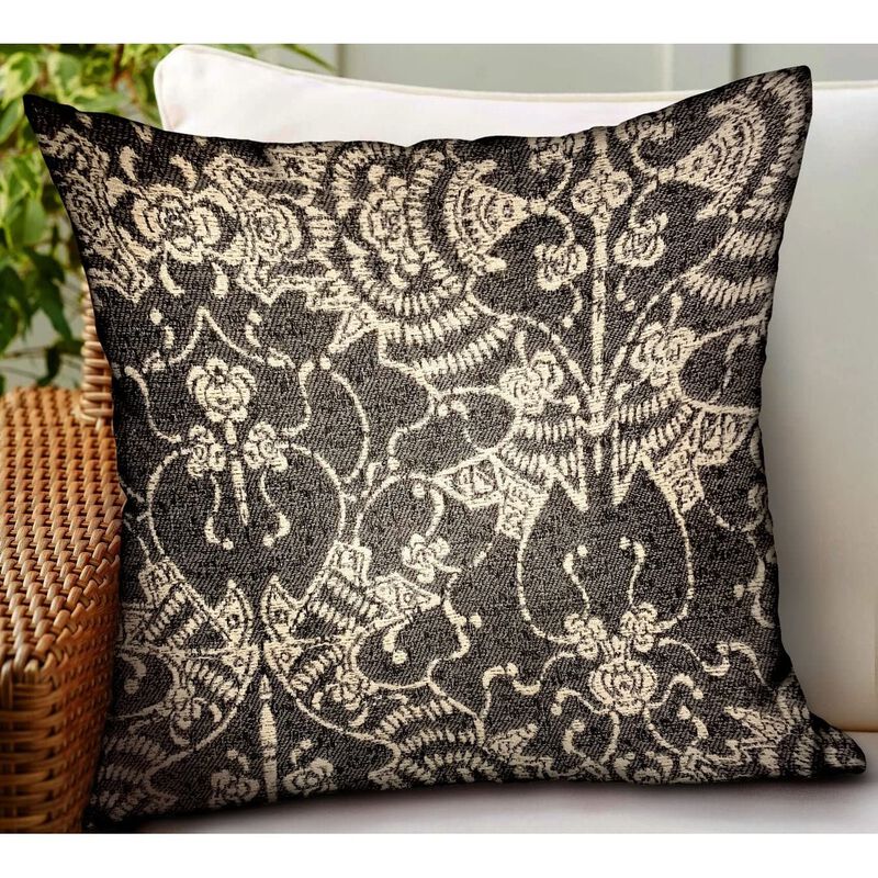 Plutus Brands Adriel Bay Gray Chevron Luxury Outdoor/Indoor Throw Pillow image number 1