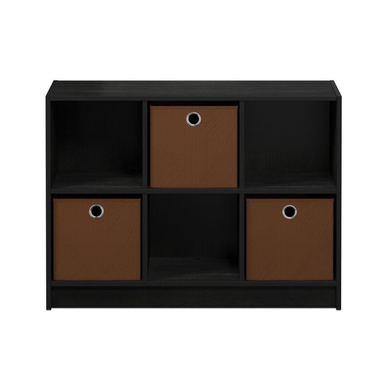 Basic 3x2 Bookcase Storage w/Bins, Americano/Medium Brown