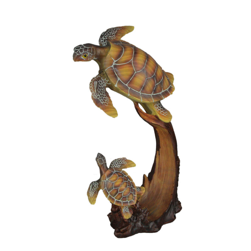 Sea Turtle Family Sculpture Home Decor Statue Desk Shelf Coastal Resin Figurine image number 1