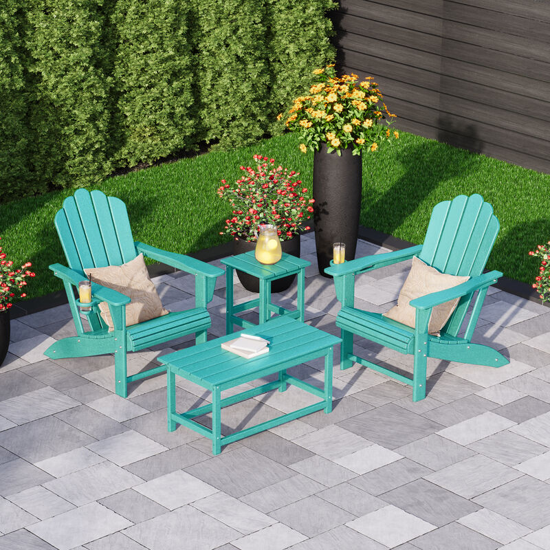 WestinTrends 4-Piece Adirondack Chairs with Cup Holders and Table Set