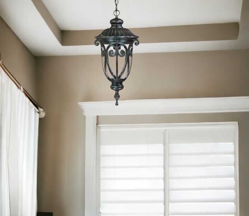 Hivvago Naples 1-Light Marbelized Mahogany Hanging Light