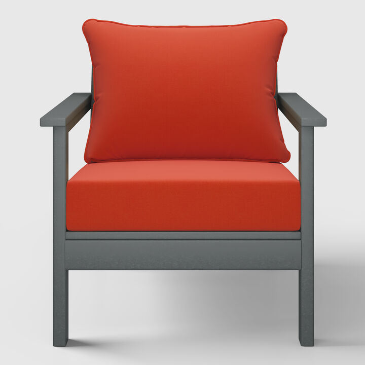 WestinTrends Outdoor Modern HDPE Patio Club Chair with Deep Seat Cushions