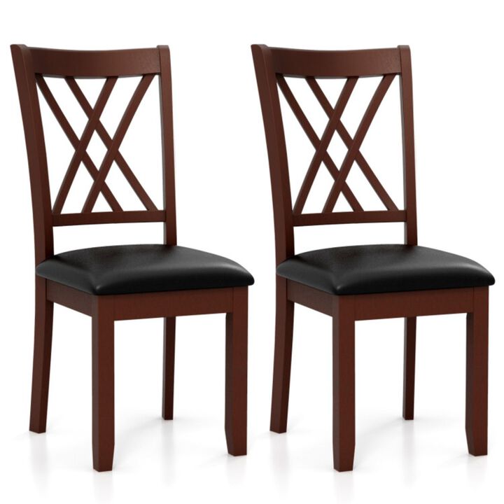 Hivvago Set of 2 Dining Chair with Backrest and Padded Seat-Brown
