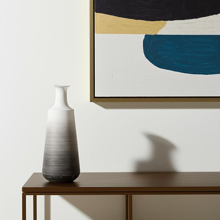 HomeRoots 20" Gray And White Ombre Metal Table Vase