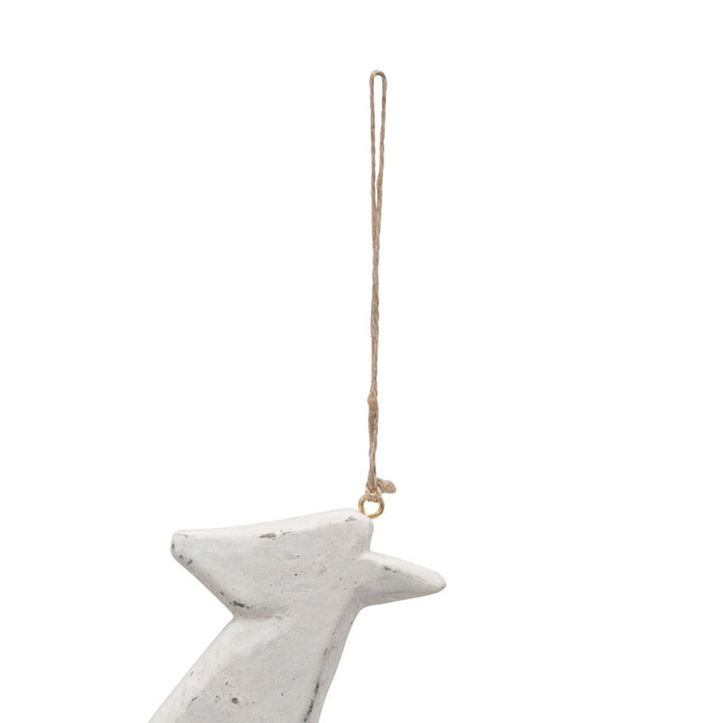 Handmade Paper Mache Deer Ornament, White image number 2