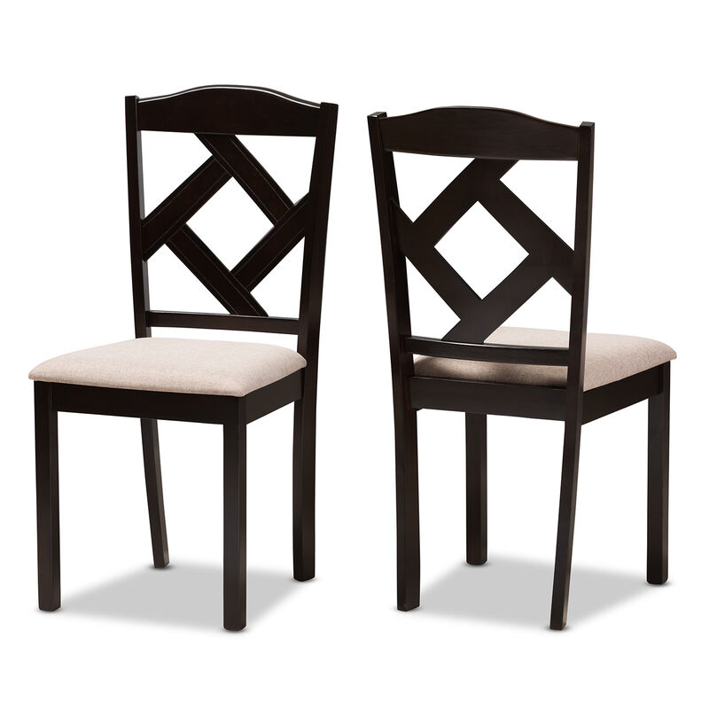 Baxton Studio Ruth Modern Grey Fabric Upholstered Dining Chairs Set of 2