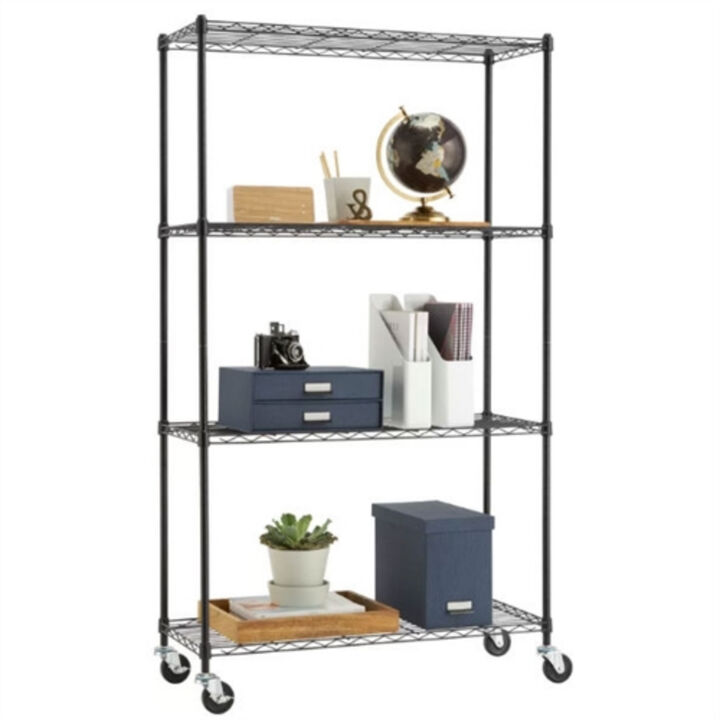 Heavy Duty Steel 4-Tier Shelving Unit with Locking Casters