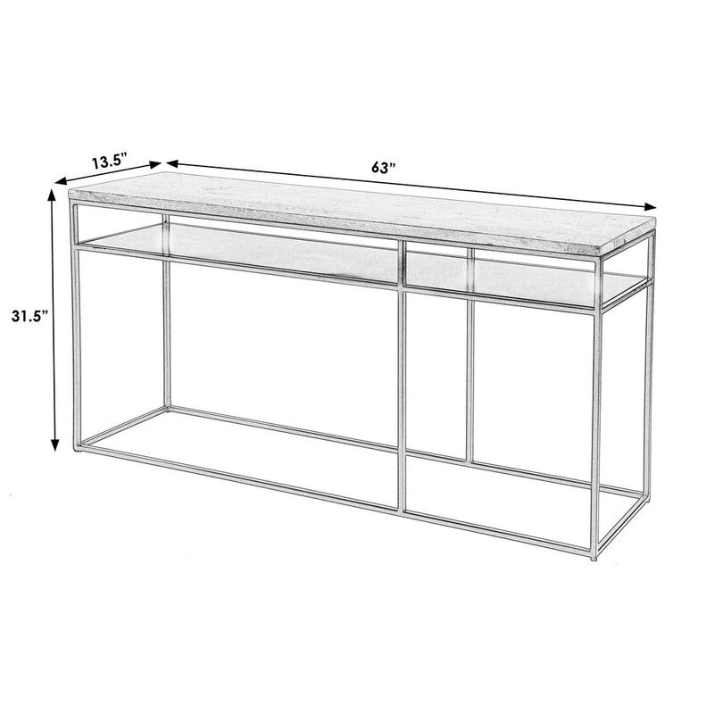 Butler Specialty Sutton 63 Iron and Wood Console Table with Storage, Light Brown