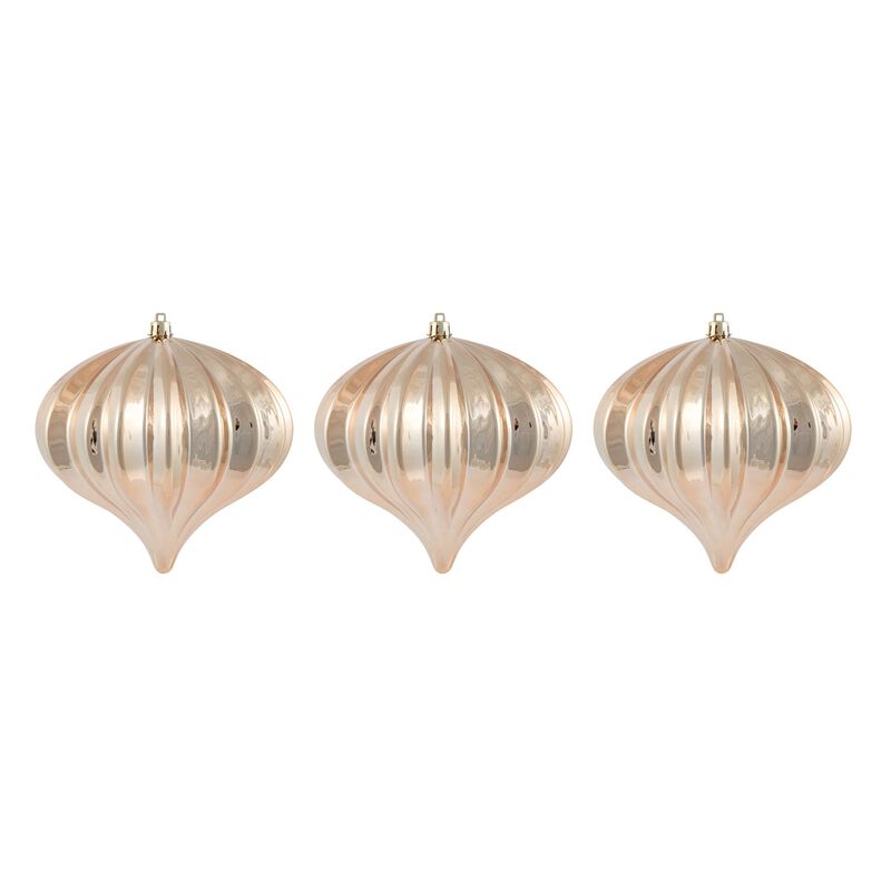 Vickerman 5.7" Cafe Latte Shiny Onion Christmas Ornament, UV Treated, Set of 3 image number 4