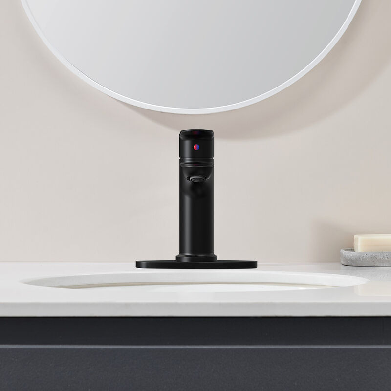 Single Handle Bathroom Faucet with Deck Plate, Perfect for Modern Sinks