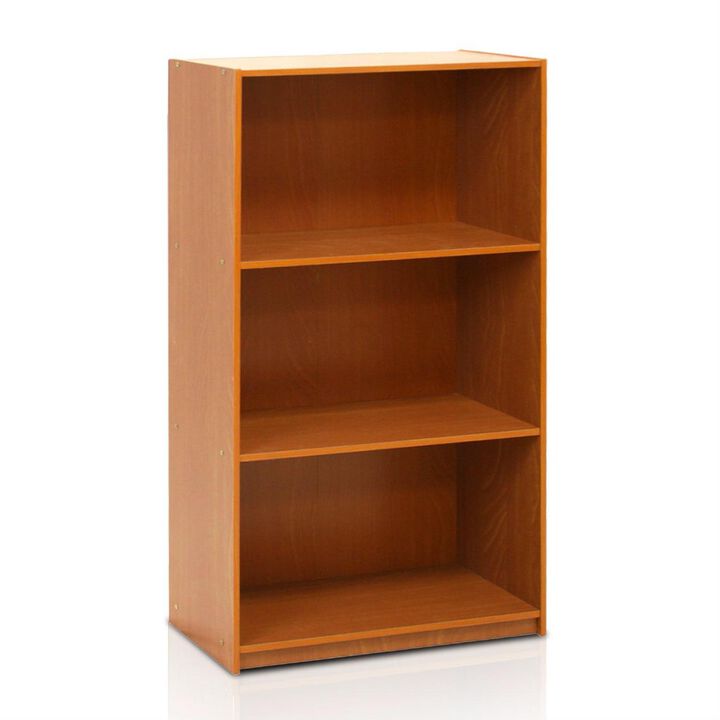 Hivvago Modern 3 Shelf Bookcase in Light Cherry Wood Finish