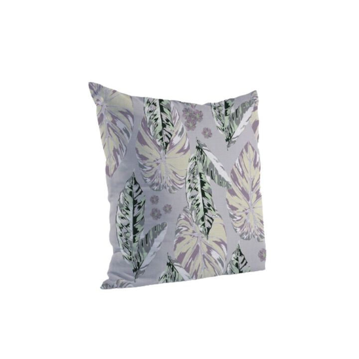 Homezia 18"Blue Purple Tropical Leaf Zippered Suede Throw Pillow