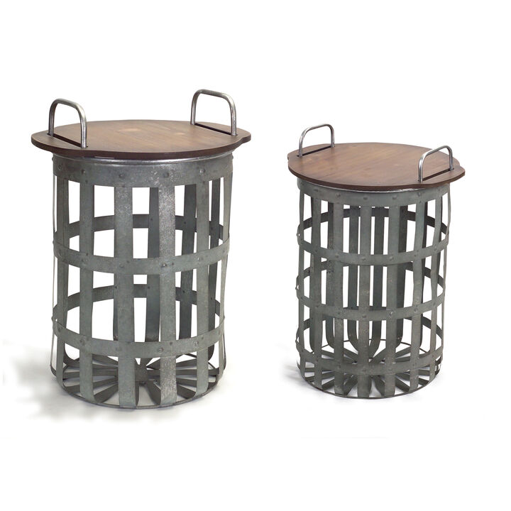 Set of 2 Round End Tables, Compact Accent Tables for Living Room or Bedroom
