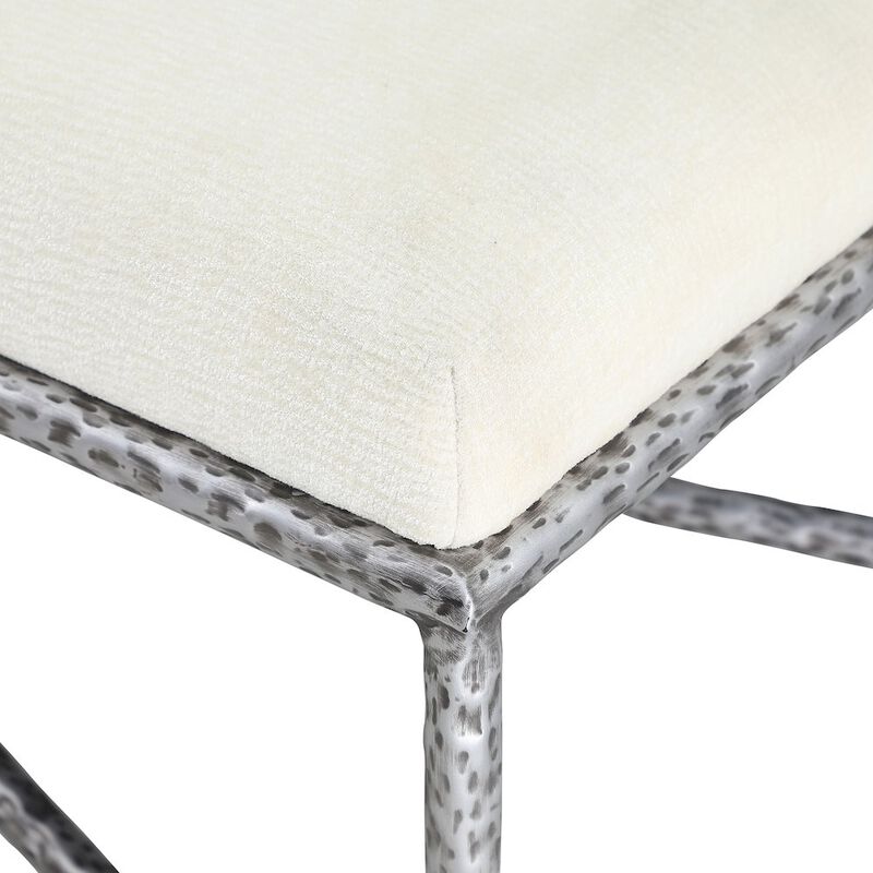 Meridian Furniture Valley Cream Chenille Fabric Bench