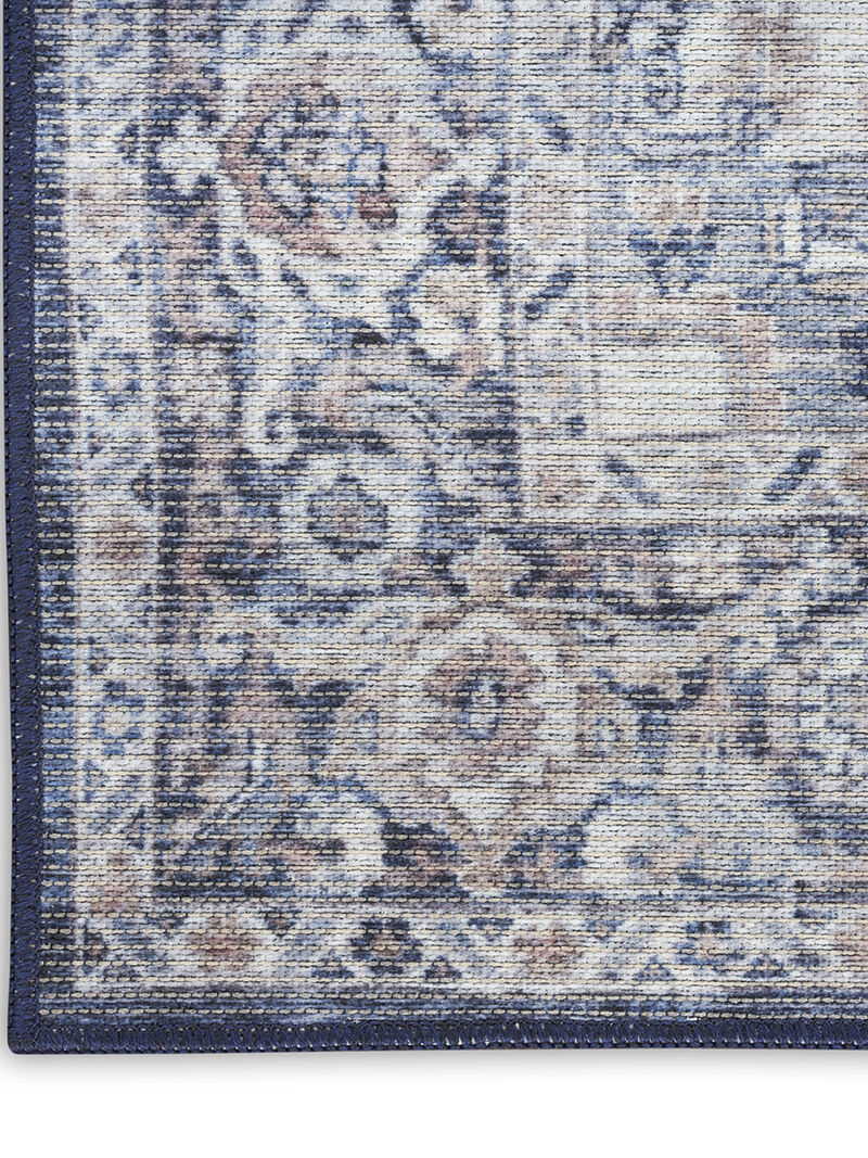 Machine Washable Series 1 SR101 Ivory/Navy 2'2" x 10' Rug image number 3