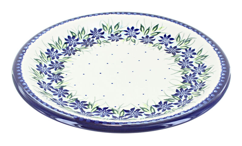 Blue Rose Polish Pottery Aztec Flower Dinner Plate