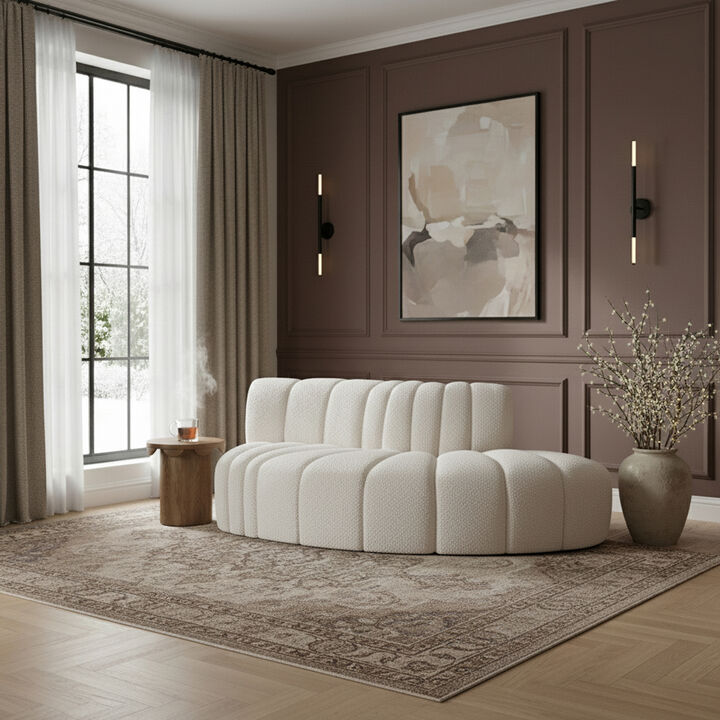 Meridian Furniture Arc Cream Boucle Fabric Modular Sofa