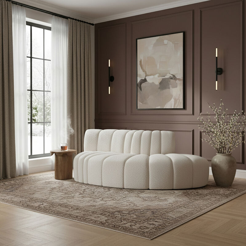 Meridian Furniture Arc Cream Boucle Fabric Modular Sofa image number 1