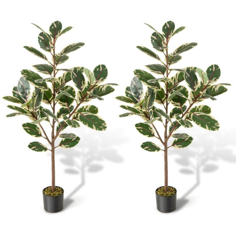 Hivvago 2 Pack 4.3 Feet Tall Artificial Bird of Paradise Plant Fake Banana Leaf