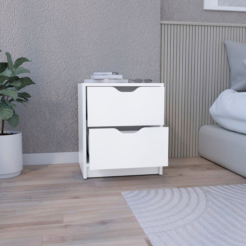 DEPOT E-SHOP Houma Double Drawer Nightstand, Bedside Table