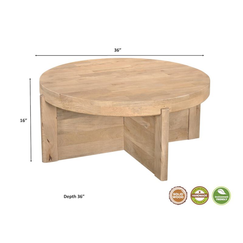 Taran Designs Adrien Round Solid Wood Coffee Table