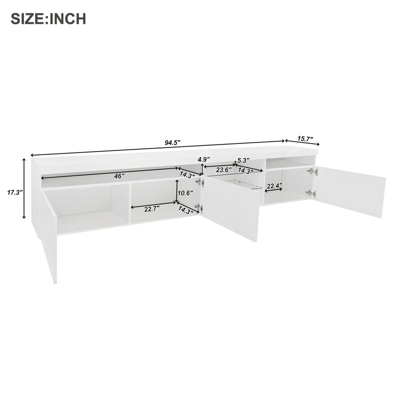 Clihome LED Lights TV Stand with 2 Glass Shelves for Living Room image number 4