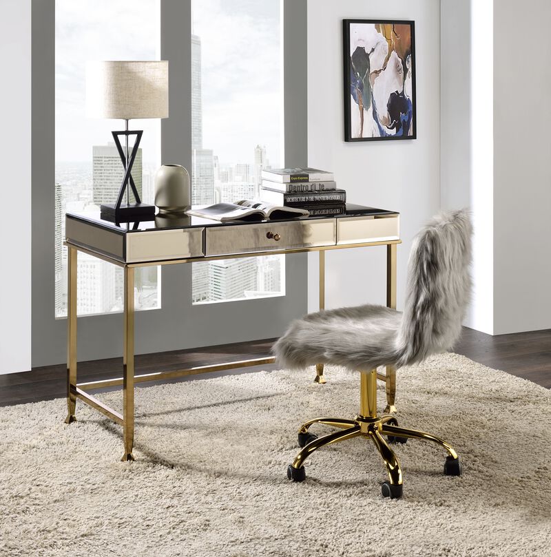 ACME Canine Writing Desk, Smoky Mirrored and Champagne Finish image number 2