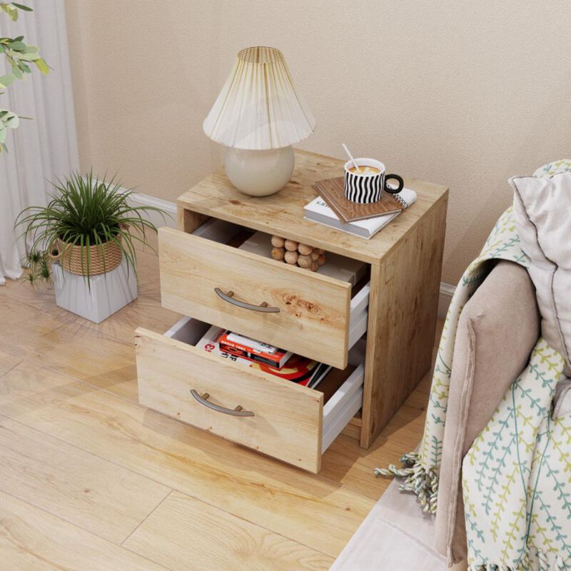 Hivvago 2 Drawer Nightstand with Storage for Living Room