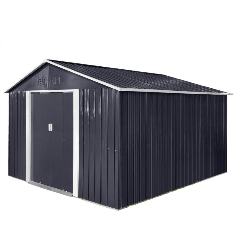 Metal Outdoor Garden Storage Shed with Window & Sliding Door image number 0